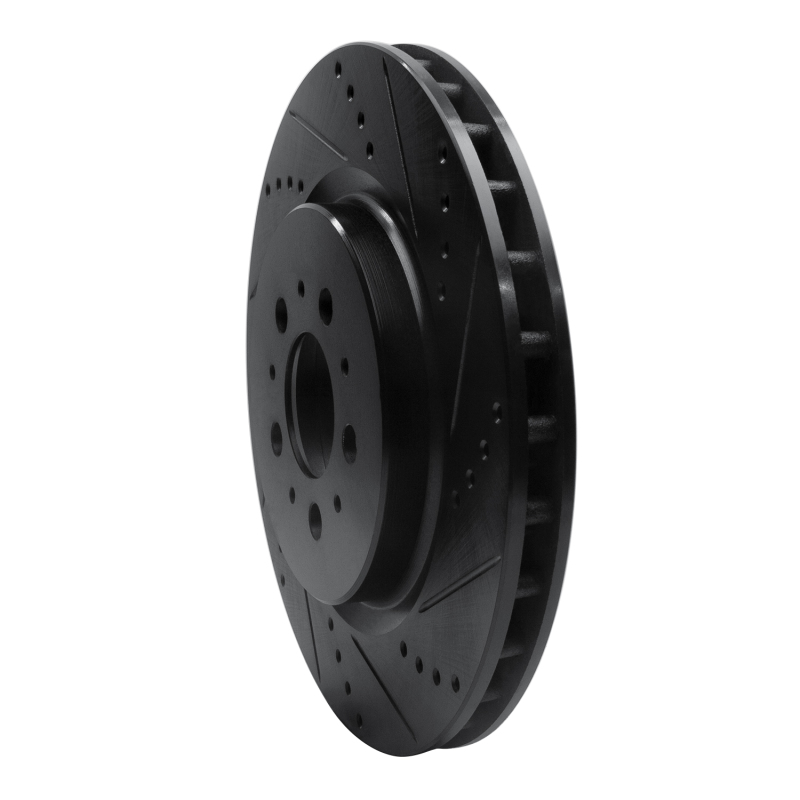 Volvo V70 Brake Rotor (1) - Rear Right - R1 Concepts - Drilled & Slotted - Black - `04-`07